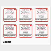 Biologische zure kersenjam inblikken naam vierkante sticker (Vel)