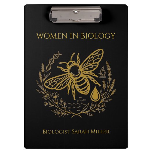 Biology Bee & Golden DNA Spiral Notebook Klembord (Voorkant)