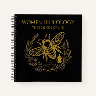 Biology Bee & Golden DNA Square Notebook Notitieboek