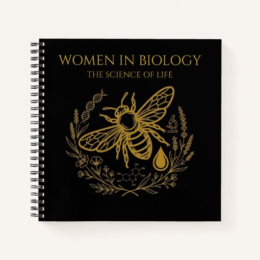 Biology Bee & Golden DNA Square Notebook Notitieboek (Voorkant)