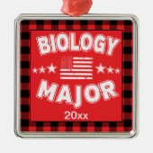 Biology College Student Red Plaid Xmas Metalen Ornament (Voorkant)