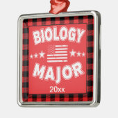 Biology College Student Red Plaid Xmas Metalen Ornament (Links)