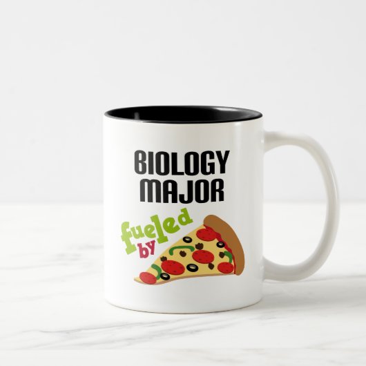 Biology Major Gift (Pizza) Tweekleurige Koffiemok (Rechts)