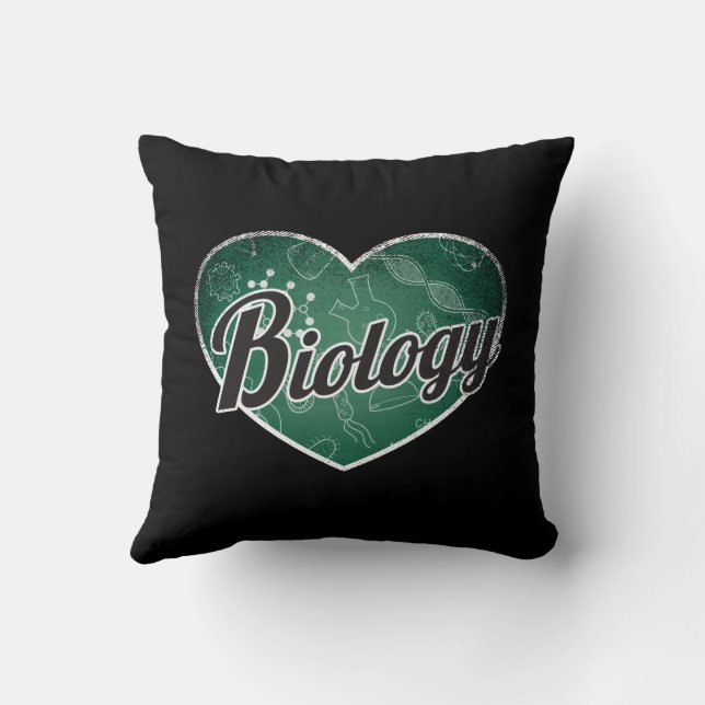 Biology Retro Heart Blackboard Love Kussen (Achterkant)