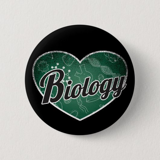Biology Retro Heart Blackboard Love Ronde Button 5,7 Cm (Voorkant)