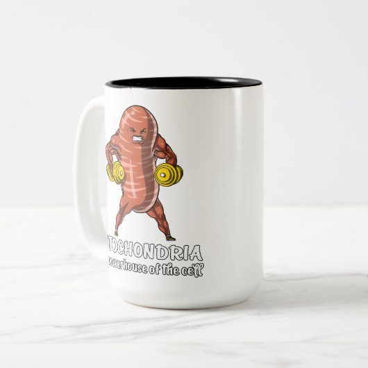 Biology Science Mitochondria Funny Joke Tweekleurige Koffiemok (Voorkant links)