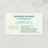 Biology Science Tutoring Services - Docent Bedrijf Visitekaartje (Achterkant)