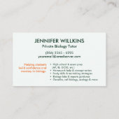 Biology Science Tutoring Services - Docent Bedrijf Visitekaartje (Achterkant)