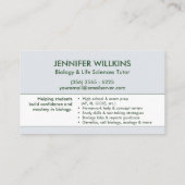 Biology Science Tutoring Services - Docent Visitekaartje (Achterkant)