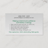 Biology Science Tutoring Services - Docent Visitekaartje (Achterkant)