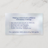 Biology Science Tutoring Services - Docent Visitekaartje (Achterkant)