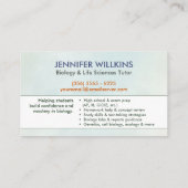 Biology Science Tutoring Services - Docent Visitekaartje (Achterkant)
