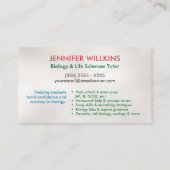 Biology Science Tutoring Services - Docent Visitekaartje (Achterkant)
