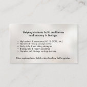 Biology Science Tutoring Services - Docent Visitekaartje (Achterkant)