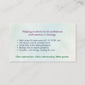 Biology Science Tutoring Services - Docent Visitekaartje (Achterkant)