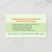 Biology Science Tutoring Services Visitekaartje (Achterkant)