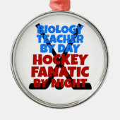 Biology Teacher Loves Hockey Metalen Ornament (Voorkant)