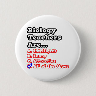 Biology Teacher Quiz... Joke Ronde Button 5,7 Cm