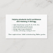 Biology Tutoring Services Visitekaartje (Achterkant)