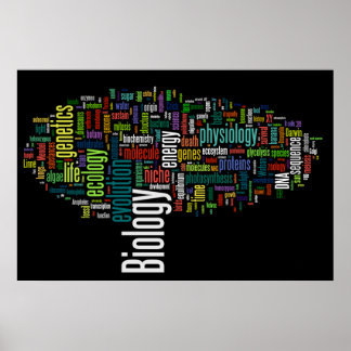 Biology Wordle No. 5 Black Poster