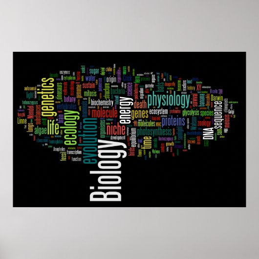 Biology Wordle No. 5 Black Poster (Voorkant)