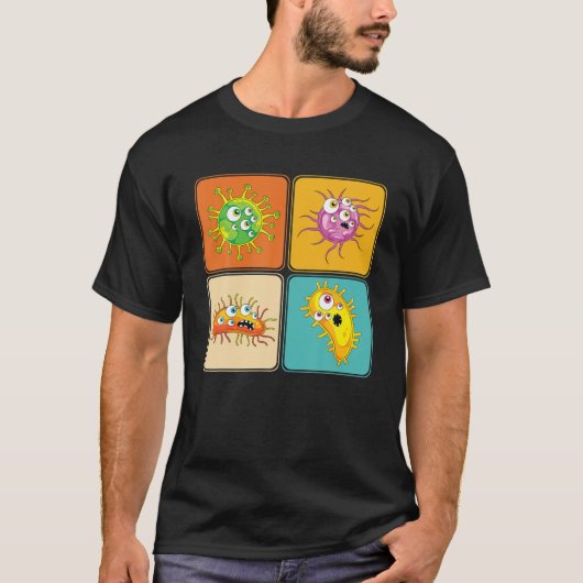 Bioloog Microbiology Lab Pop Art Science Bacteri T-shirt (Voorkant)