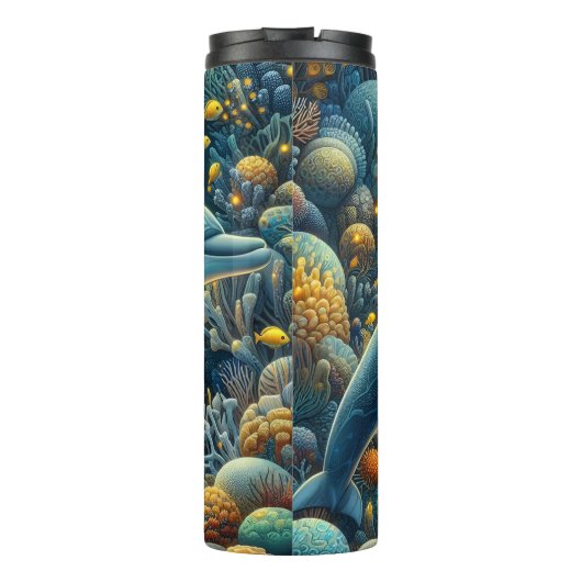 Bioluminescent Dolphin Coral Reef Thermosbeker (Achterkant)
