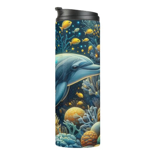 Bioluminescent Dolphin Coral Reef Thermosbeker (Geroteerd rechts)