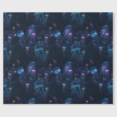 Bioluminescent kwal Ocean Herhalingspatroon Cadeaupapier (Vlak)