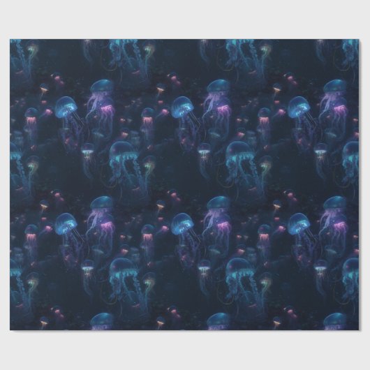 Bioluminescent kwal Ocean Herhalingspatroon Cadeaupapier (Vlak)