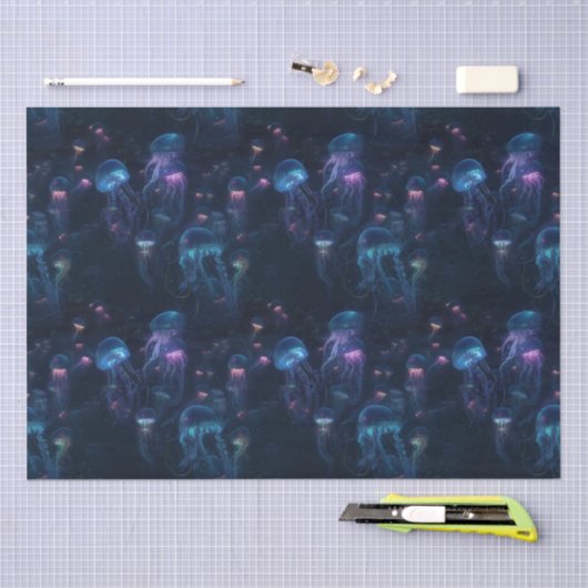 Bioluminescent kwal Ocean Herhalingspatroon Tissuepapier (Craft)