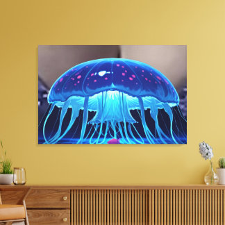 Bioluminescent Kwal Sanctuarium – Lichtgevende Oce Canvas Afdruk
