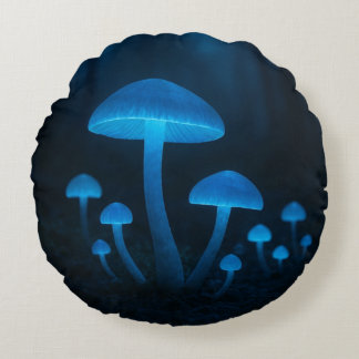 bioluminescent mushroom forest rond kussen