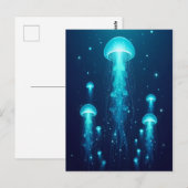 Bioluminescente Blauwe Kwallen Zee Gelei Oceaan Briefkaart (Voorkant / Achterkant)
