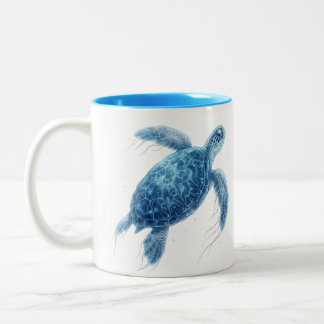 Bioluminescente Blauwe Zeeschildpad Twee-Tons Koff Tweekleurige Koffiemok
