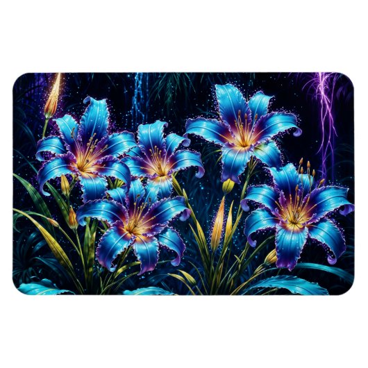 Bioluminescente bloemen nachttuin illustratie magneet (Horizontaal)