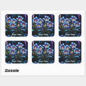 Bioluminescente bloemen nachttuin illustratie vierkante sticker (Vel)