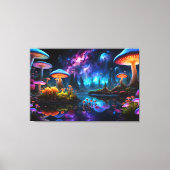 Bioluminescente buitenaardse paddenstoelen op een canvas afdruk (Voorkant)