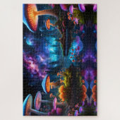 Bioluminescente buitenaardse paddenstoelen op een legpuzzel (Verticaal)