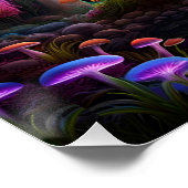 Bioluminescente buitenaardse paddenstoelen op een  perfect poster (Hoek)