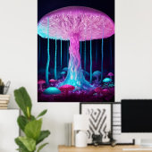 Bioluminescente Fantasie Paddenstoel Poster (Thuiskantoor)