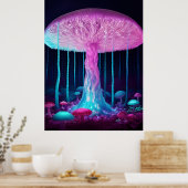 Bioluminescente Fantasie Paddenstoel Poster (Keuken)