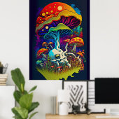 Bioluminescente Fantasie Paddenstoel Poster (Thuiskantoor)