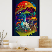 Bioluminescente Fantasie Paddenstoel Poster (Keuken)