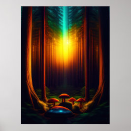 Bioluminescente Fantasie Paddenstoel Poster Set