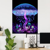 Bioluminescente Fantasie Paddenstoel Poster Set (Thuiskantoor)