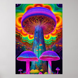 Bioluminescente Fantasie Paddenstoel Poster Set