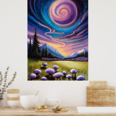 Bioluminescente Fantasie Paddenstoel Poster Set (Keuken)