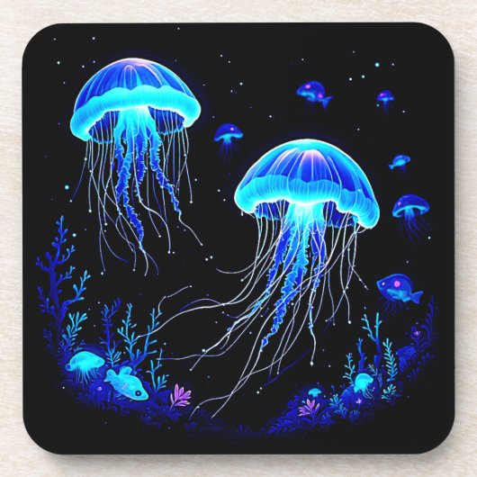 Bioluminescente kwallendroom bier onderzetter (Voorkant)