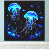 Bioluminescente kwallendroom canvas afdruk (Insitu (Houten vloer))